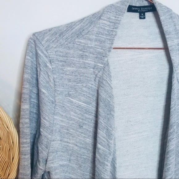 open drape Gray heathered Cotton Cardigan - Picture 2 of 6